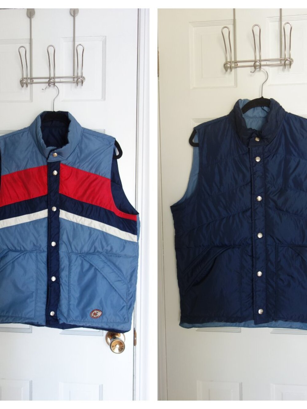 Vtg CAMEL Cigarettes Reversible Colorblock Down Puffer Full Zip Vest – Med